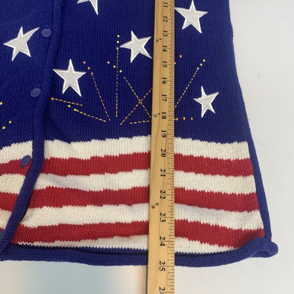 The Quacker Factory Sweater Womens Medium American 4th of July Stars Stripes M - Picture 6 of 6